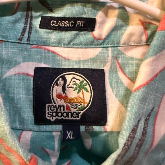 Reyn Spooner Floral Teal Men's Shirt - Picture 6 of 8